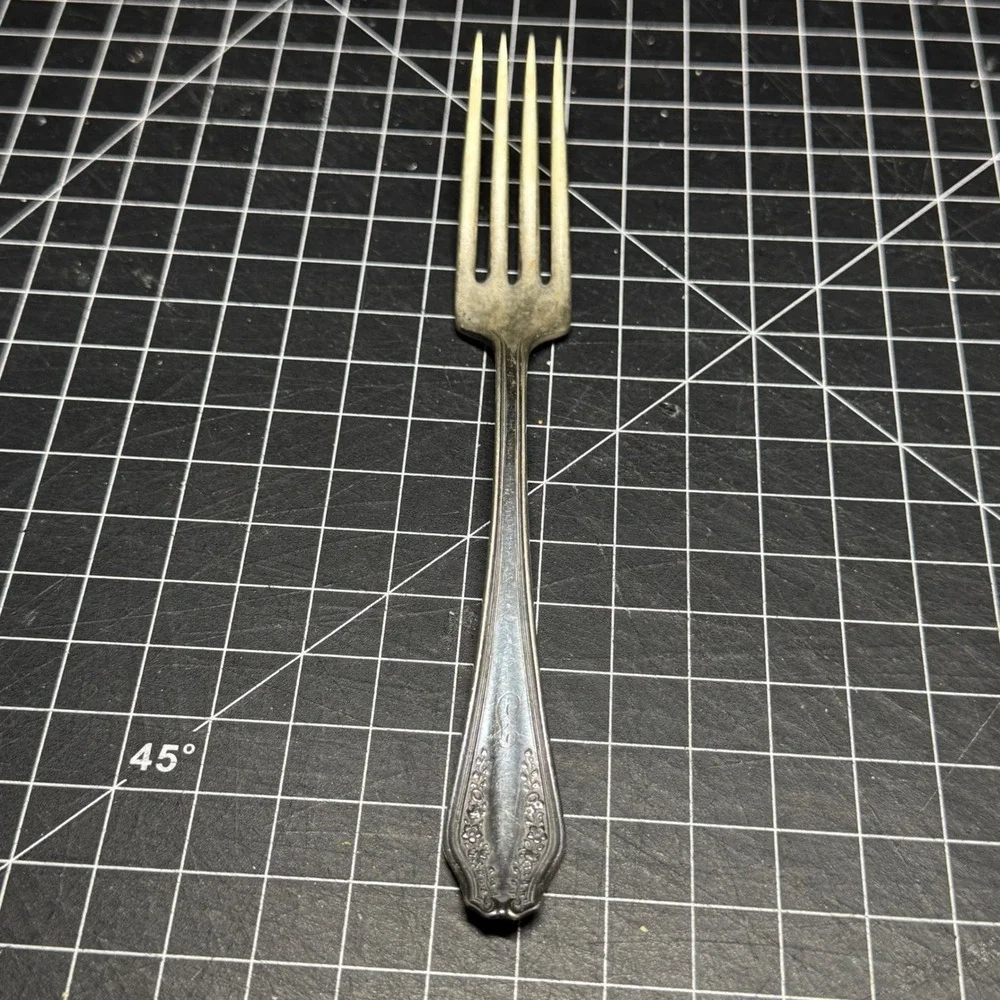 Rogers & Bro A1 XII Silverplate Dinner Fork Magnolia Pattern Monogram S 7.5in